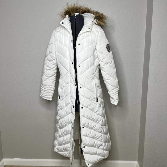 Madden Girl White Long Puffer Coat - Picture 2 of 11